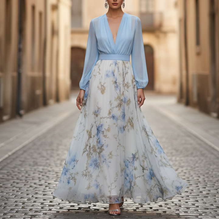 Women’s Long Sleeve V Neck Maxi Dress