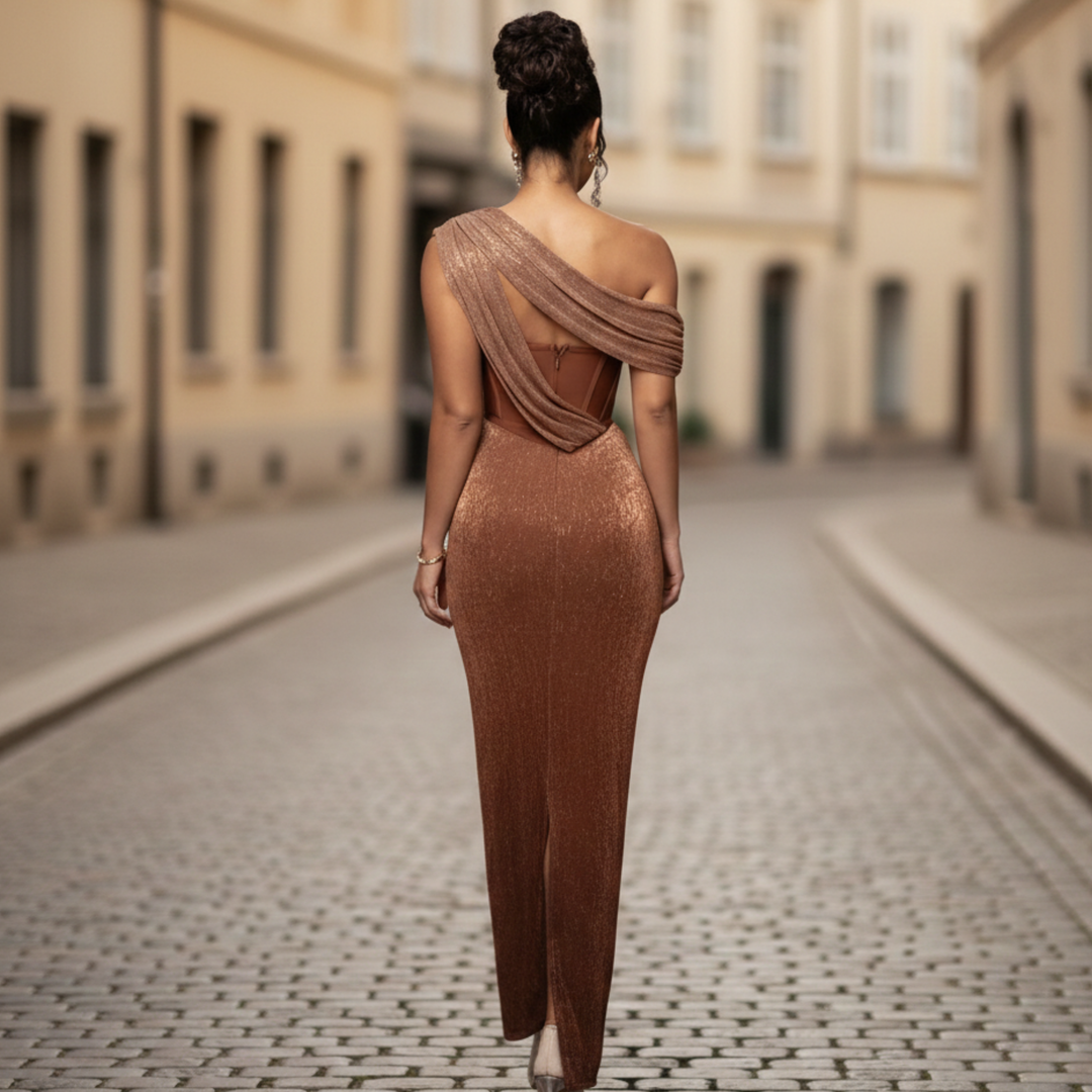 Evening Gown One Shoulder Ruched Maxi Women