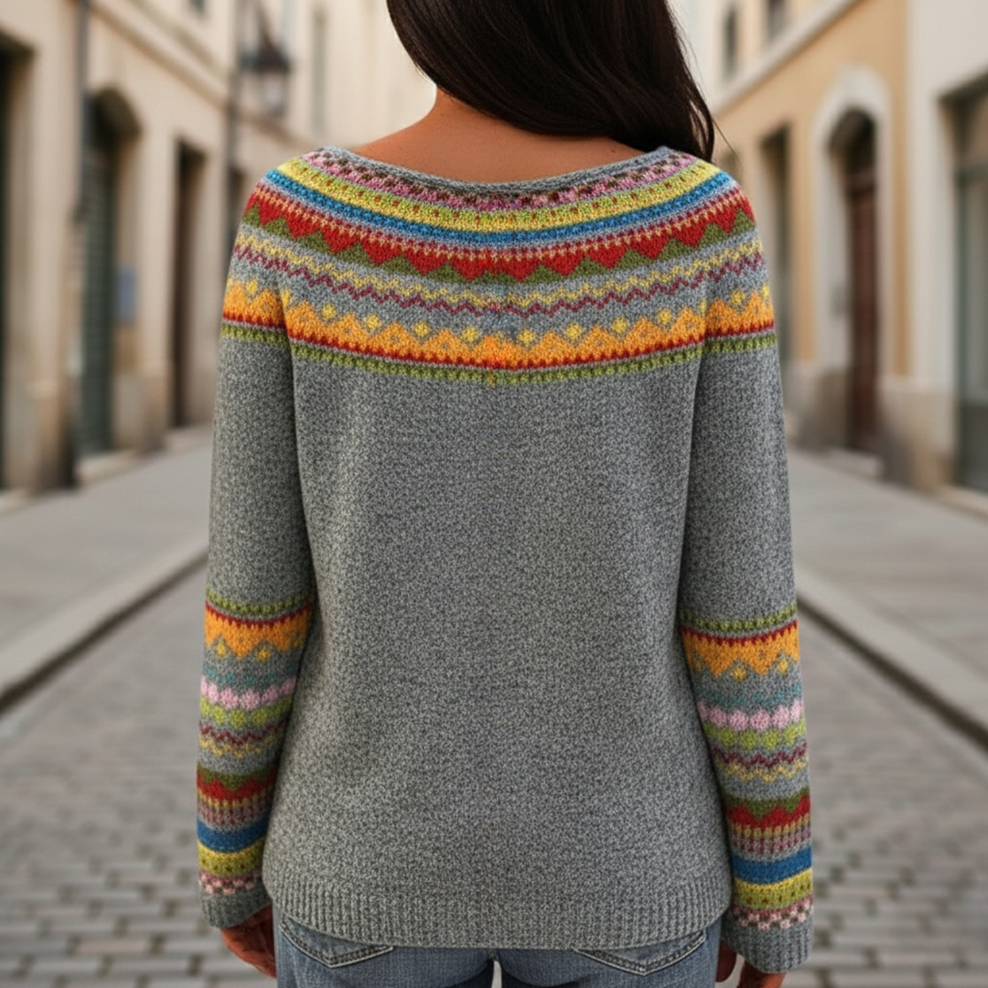Sweater Knit Long Sleeve Printed Women