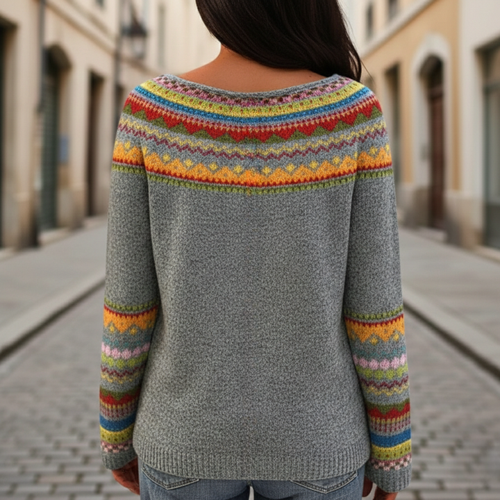 Sweater Knit Long Sleeve Printed Women