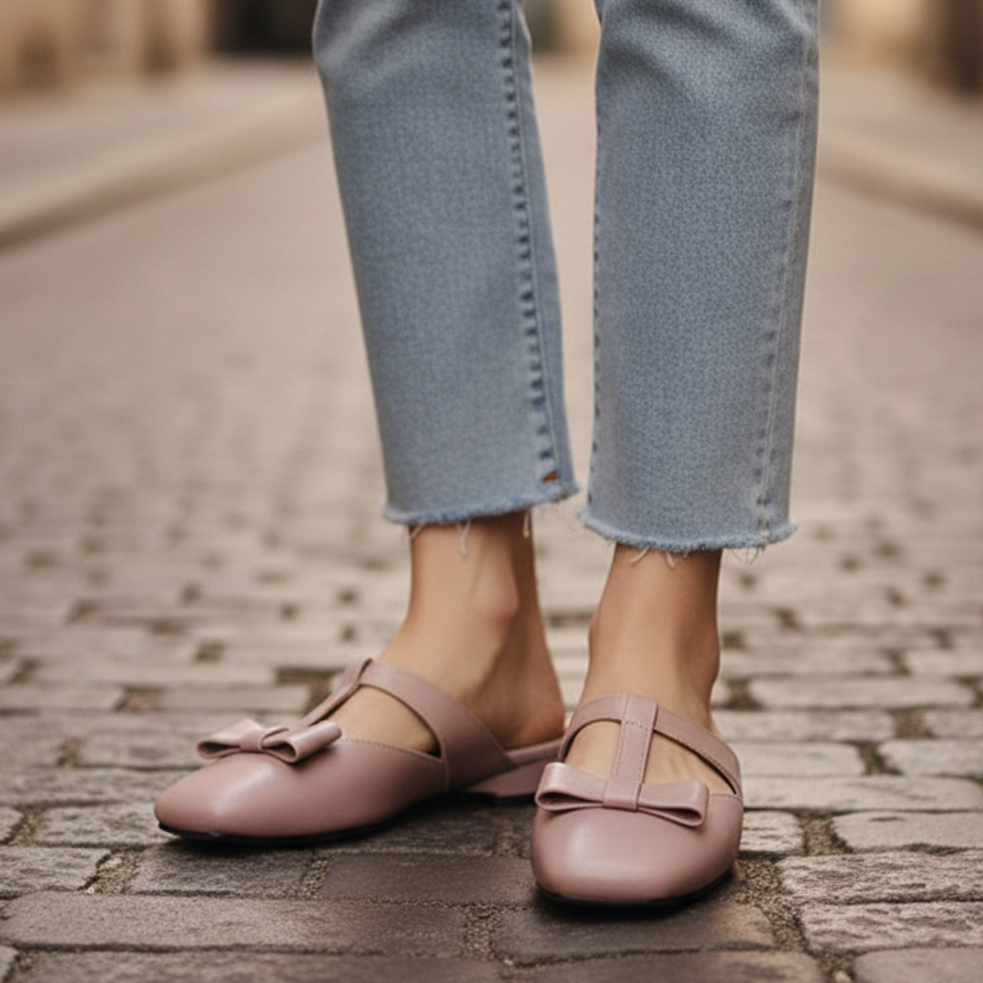 Women's Mules Shoes Square Toe Bow Detail