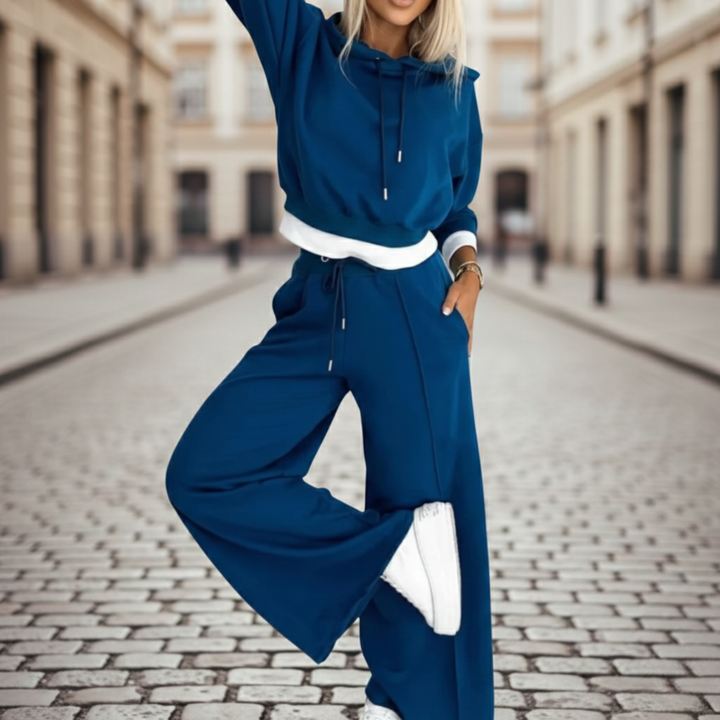 Tracksuit Set Women Hooded Wide Leg Pants