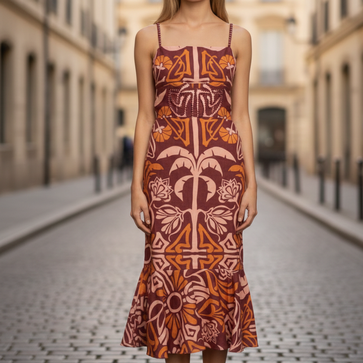 Midi Dress Printed Sleeveless Bodycon Women