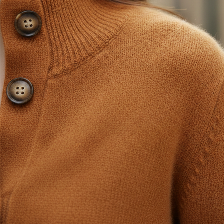 Cardigan Sweater Button Front Mock Neck Women