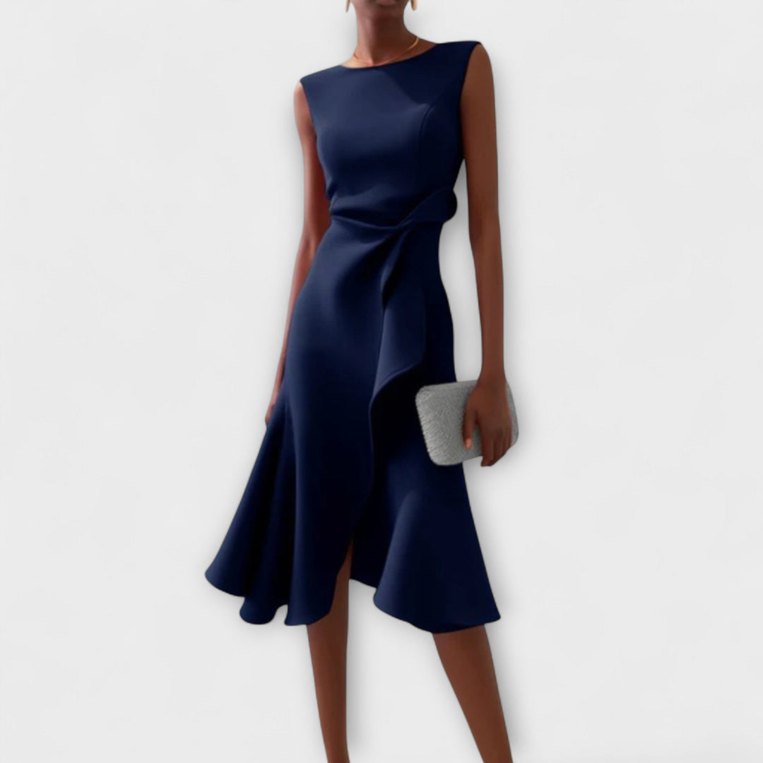Women's Velvet Midi Dress Sleeveless Slim Fit