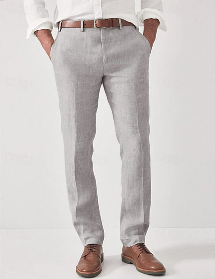 Men's Pants Linen Slim Fit Casual