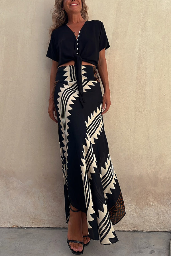 Women's Maxi Skirt Satin Geometric Floral Elastic Waist A-Line Casual Wear
