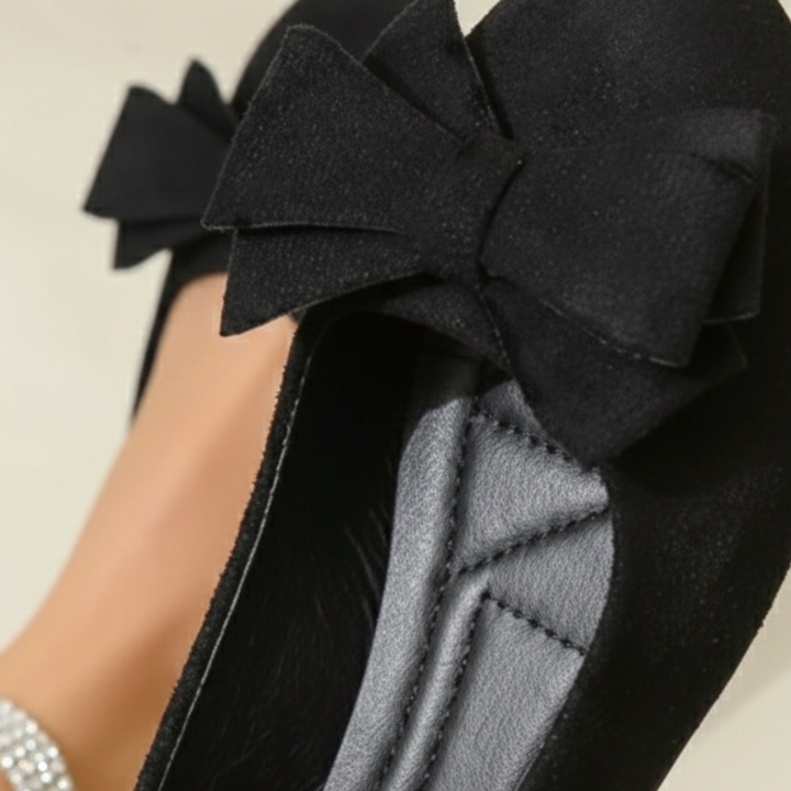 Women’s Suede Ballet Flats with Bow Detail