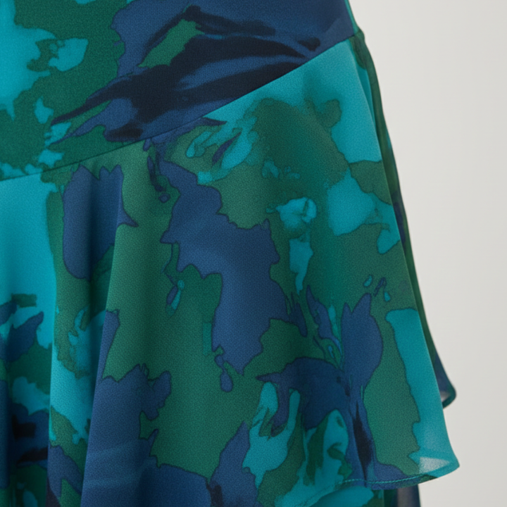 Maxi Dress Floral Print Ruffle V Neck Women