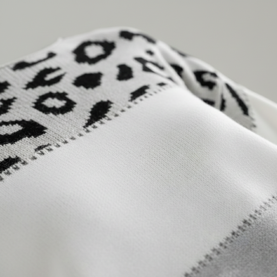 Sweater Leopard Print Color Block Knit Women