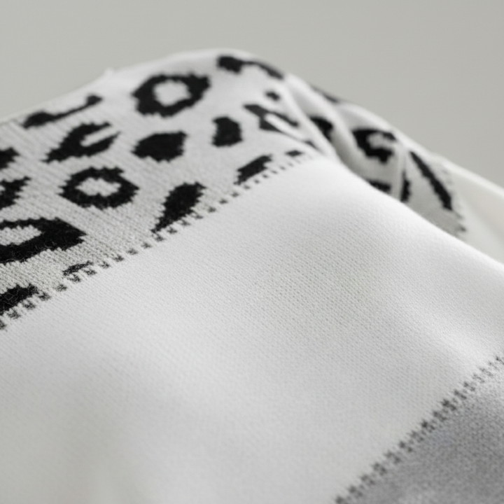 Sweater Leopard Print Color Block Knit Women