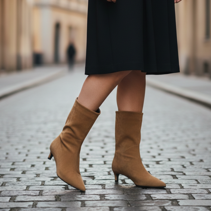 Ankle Boots Women Pointed Toe Kitten Heel