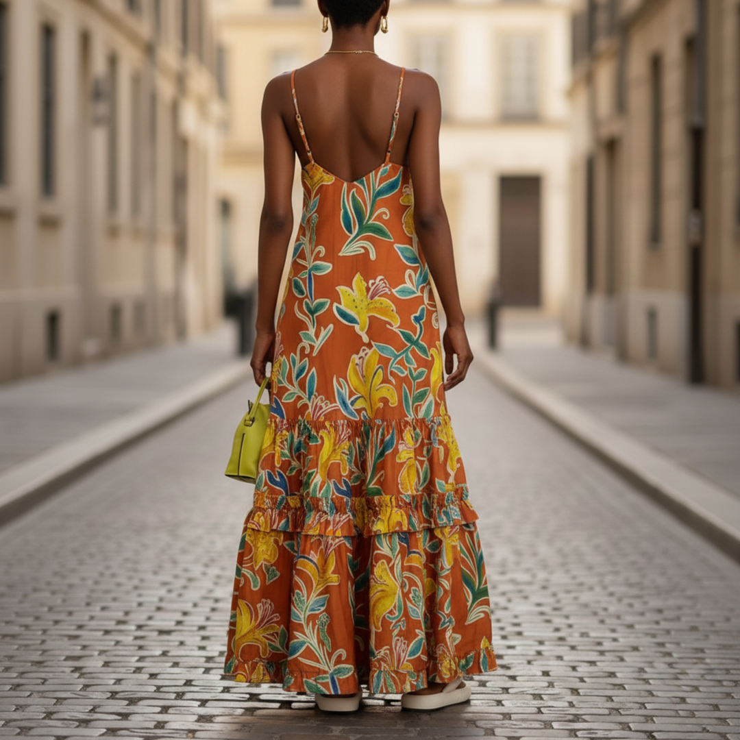 Maxi Dress Floral Print Spaghetti Strap Women