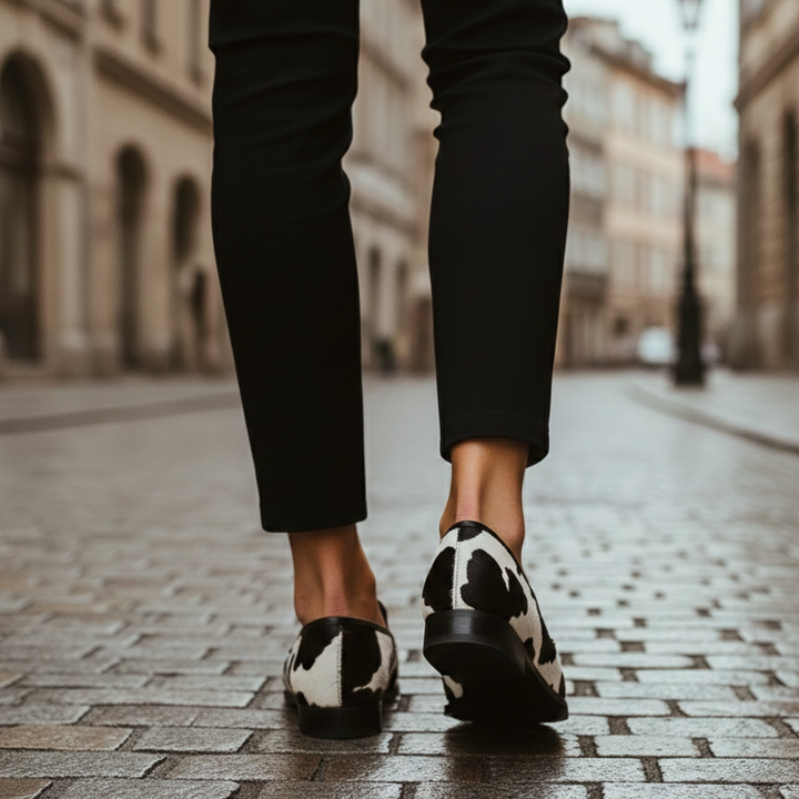 Women’s Cow Print Slip-On Loafers