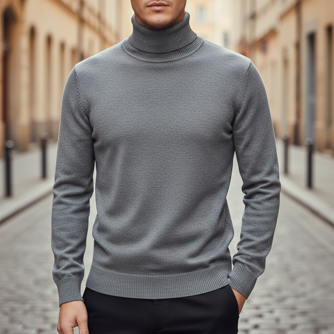 Turtleneck Sweater Men Long Sleeve Knit Pullover