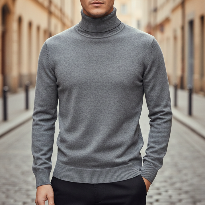 Turtleneck Sweater Men Long Sleeve Knit Pullover