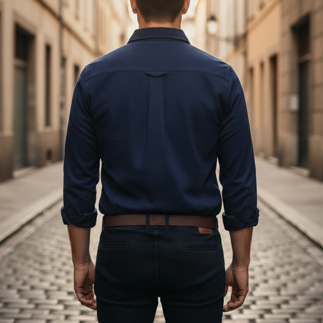 Button Down Shirt Long Sleeve Pocket Men
