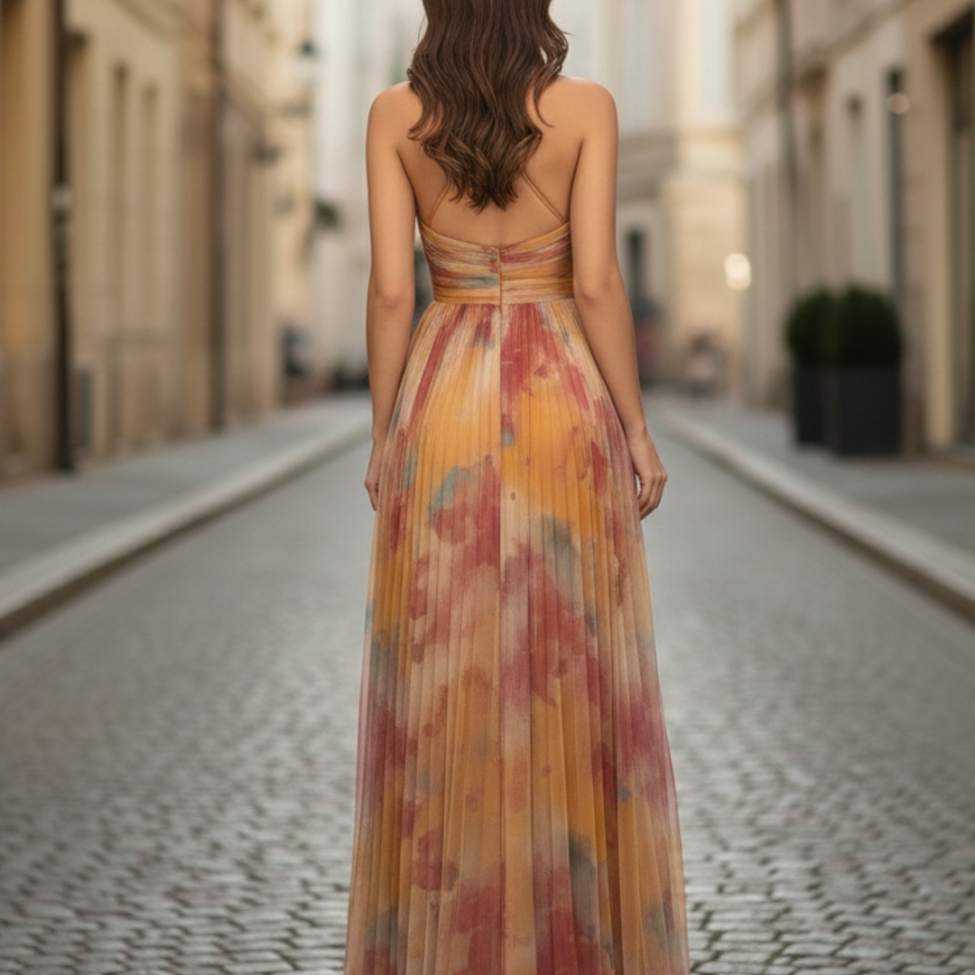 Maxi Dress Spaghetti Strap V Neck Printed Women