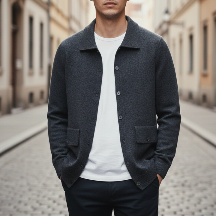 Cardigan Jacket Button Front Knit Men