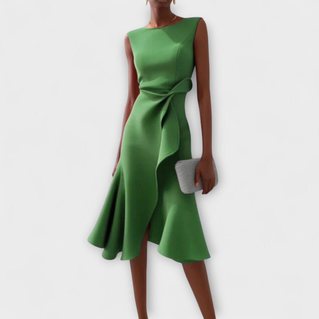 Women's Velvet Midi Dress Sleeveless Slim Fit