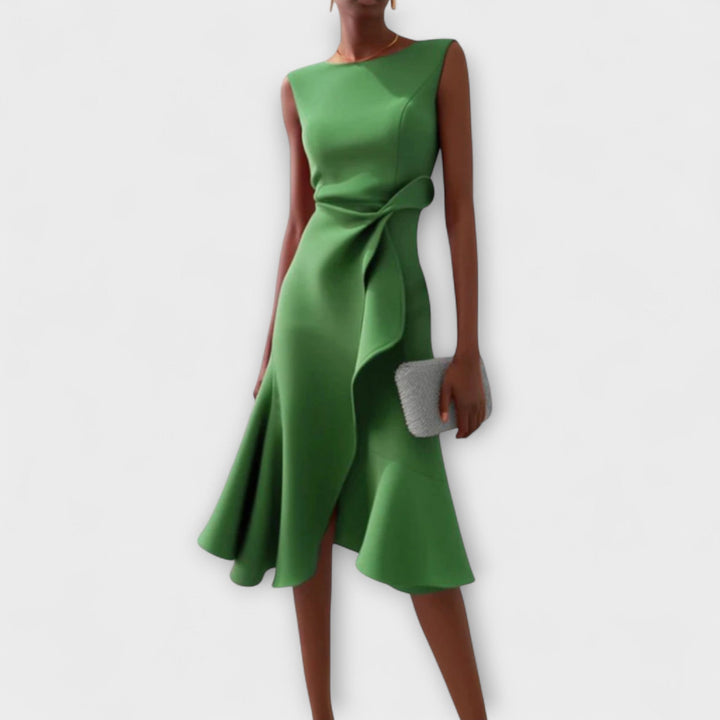Women's Velvet Midi Dress Sleeveless Slim Fit