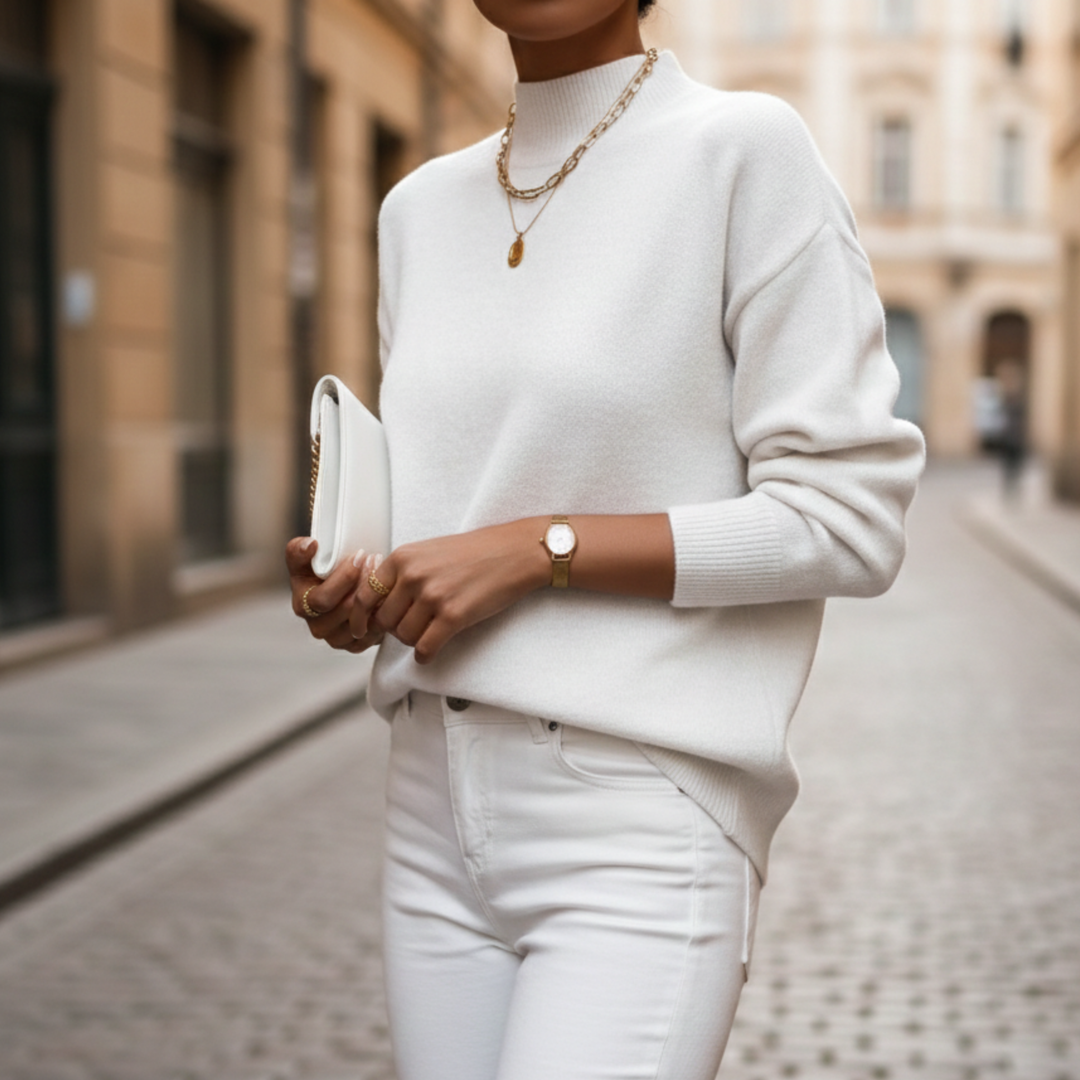 Sweater Women Mock Neck Long Sleeve Knit
