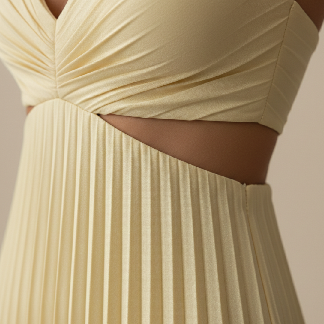 Maxi Dress Pleated V Neck Sleeveless Women
