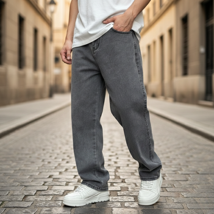 Jeans Wide Leg Straight Fit Mens
