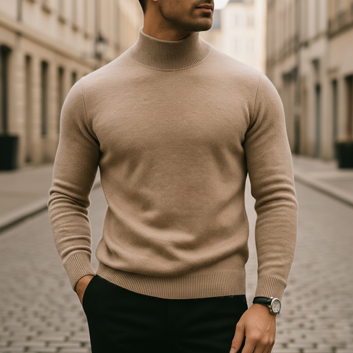 Turtleneck Sweater Men Long Sleeve Knit Top