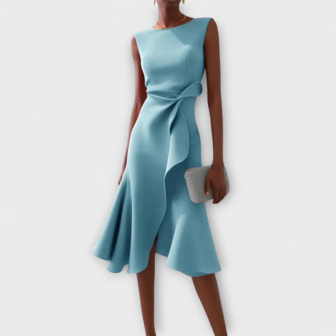 Women's Velvet Midi Dress Sleeveless Slim Fit