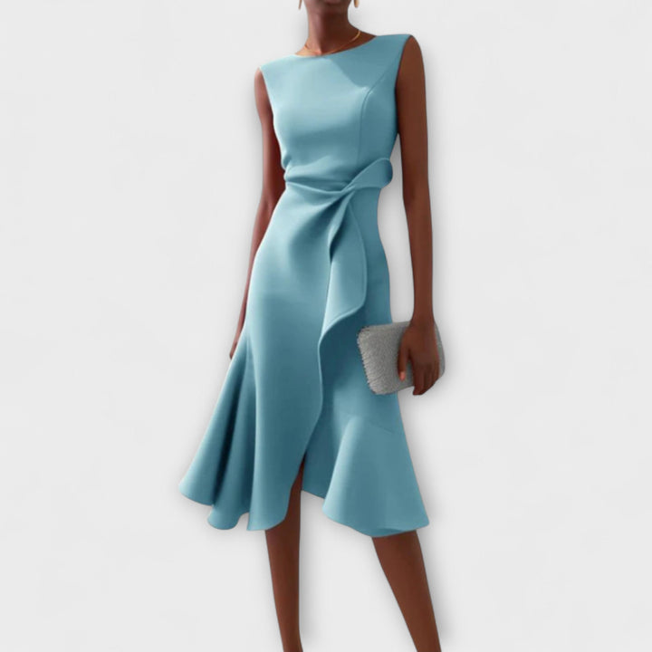 Women's Velvet Midi Dress Sleeveless Slim Fit