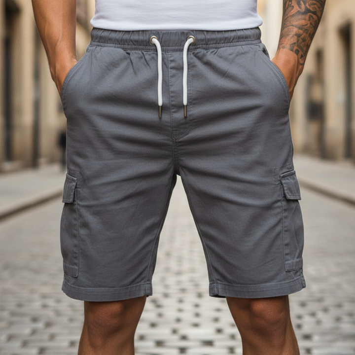 Cargo Shorts Drawstring Elastic Waist Knee Length Men