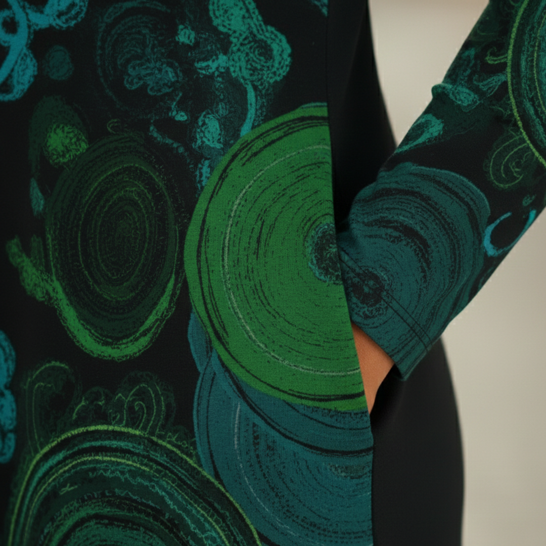 Midi Dress Long Sleeve Printed Women