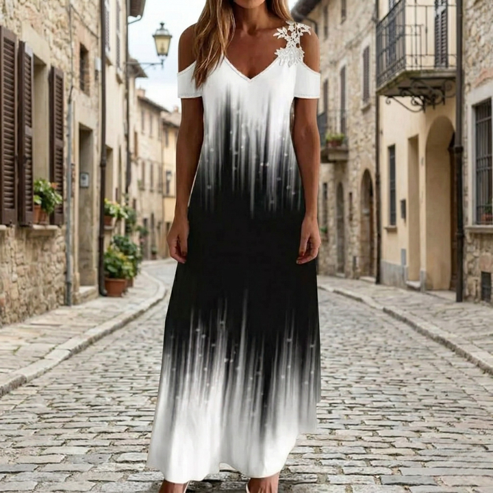 Maxi Dress Cold Shoulder Floral Print Sleeveless Women