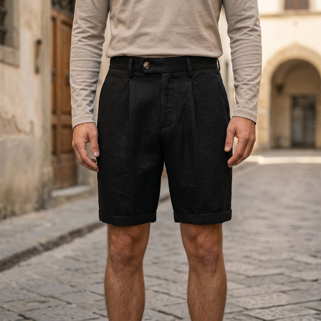 Mens Chino Shorts Pleated Front Regular Fit Casual