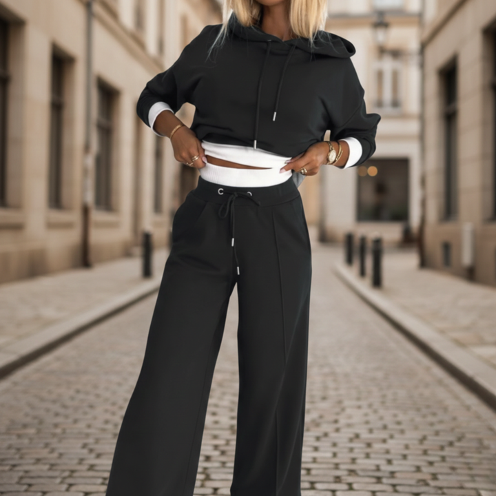 Tracksuit Set Women Hooded Wide Leg Pants