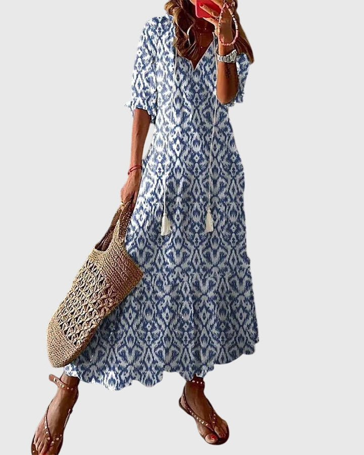 Women's Viscose Floral Sleeveless Dress Boho Vintage