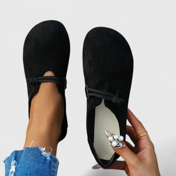 Women's Loafers Leather Orthopedic Slip-On Round Toe Cushioned Insole Casual
