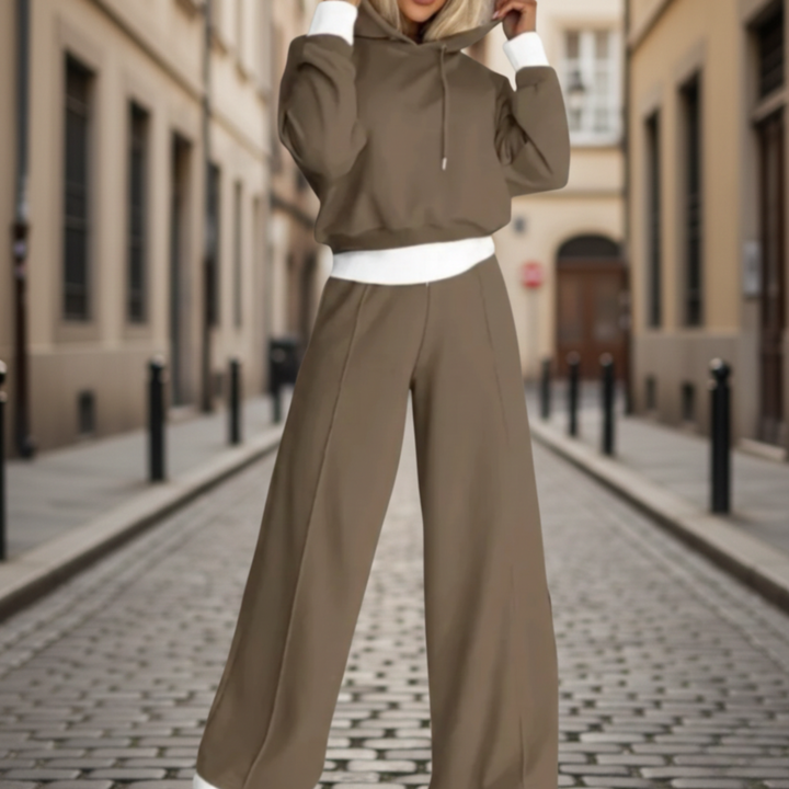 Tracksuit Set Women Hooded Wide Leg Pants