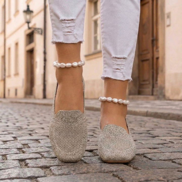 Women’s Glitter Slip On Flats Square Toe Casual Ballet Shoes