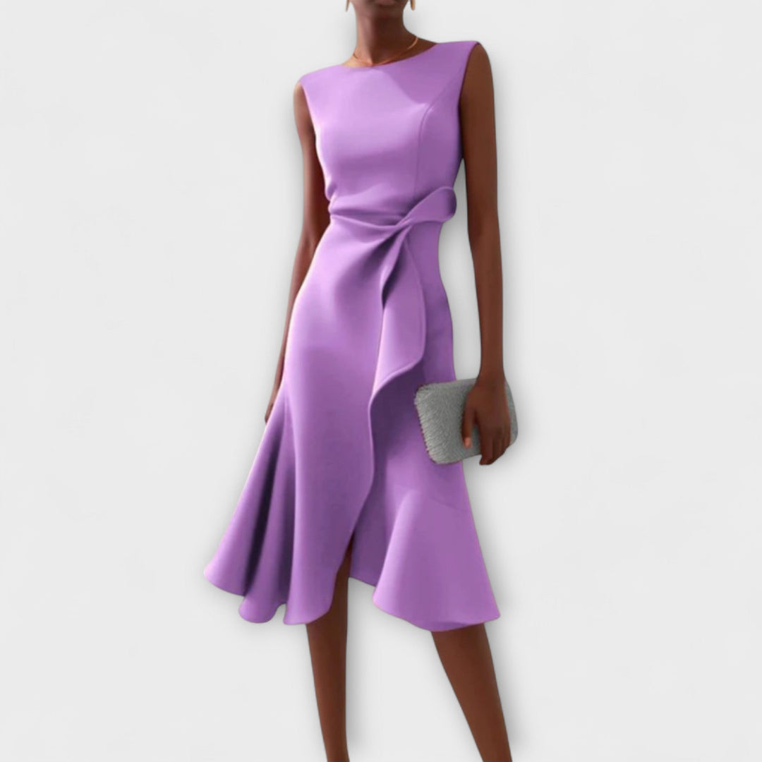 Women's Velvet Midi Dress Sleeveless Slim Fit