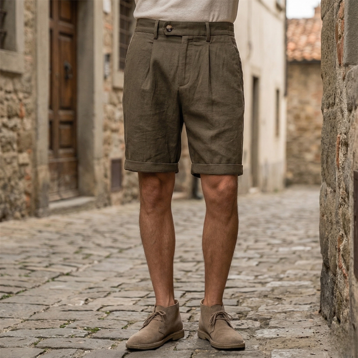 Mens Chino Shorts Pleated Front Regular Fit Casual