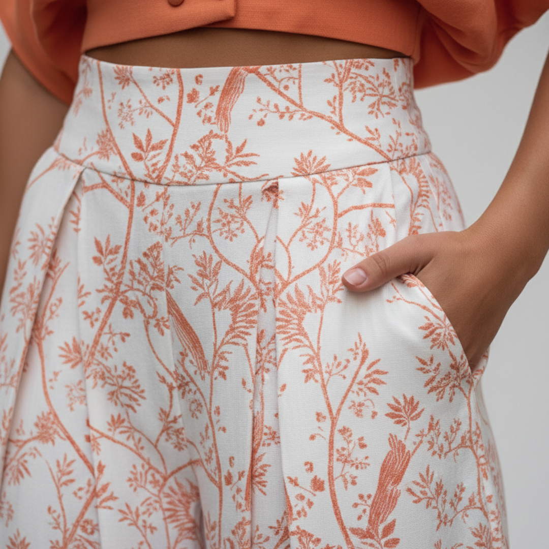 Womens Wide Leg Pants High Waist Floral Print