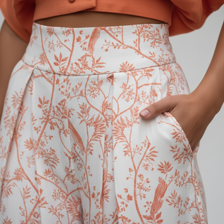 Womens Wide Leg Pants High Waist Floral Print