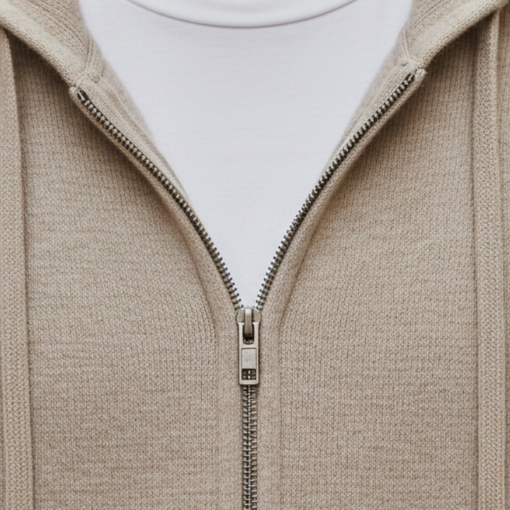 Hoodie Sweater Zip Front Knit Men