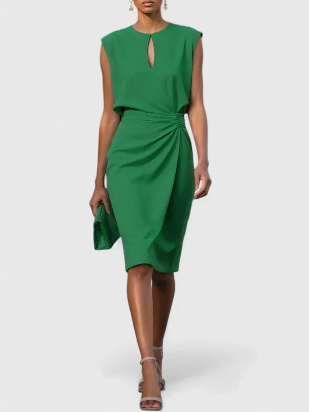 Women's Dress Satin Sleeveless Slim Fit V-Neck