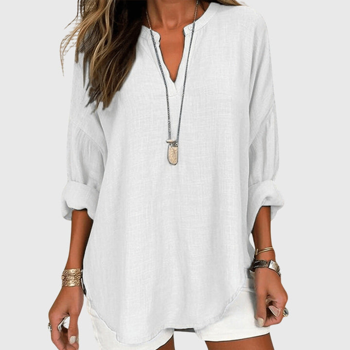Women's Blouse V-Neck Long Sleeve Button-Up Casual