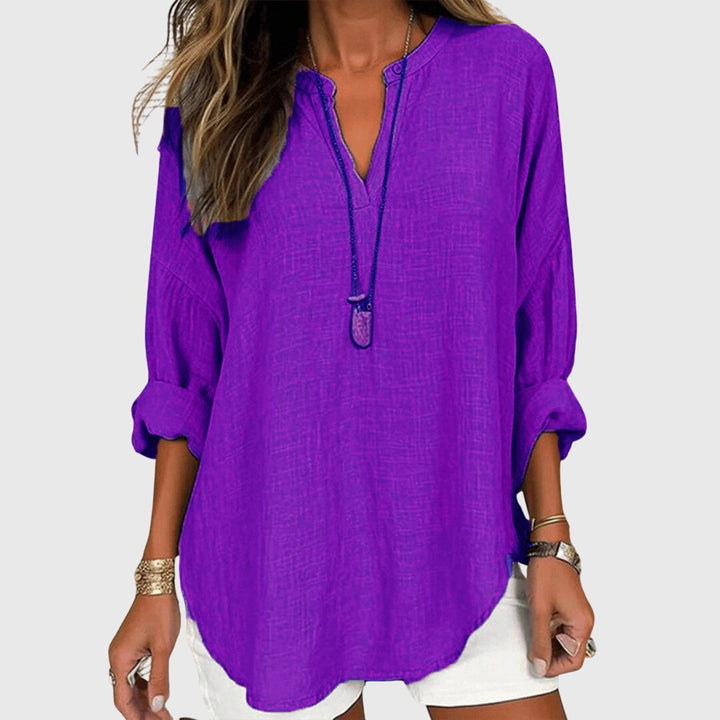 Women's Blouse V-Neck Long Sleeve Button-Up Casual
