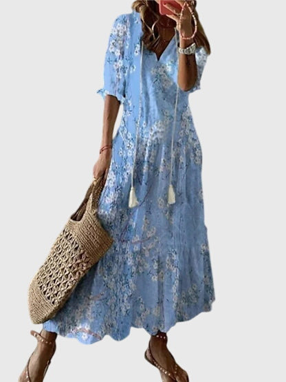 Women's Viscose Floral Sleeveless Dress Boho Vintage