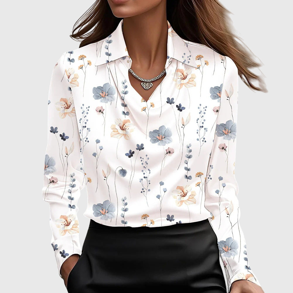 Women's Blouse Slim Fit Long Sleeve Button-Up